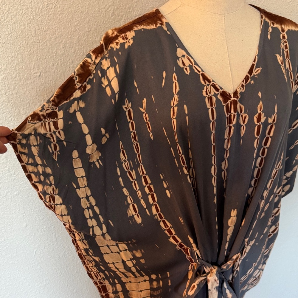 NWT J. Jill Pure Jill Tie Dye Belted Top Stone Multi size Large Tall - Picture 4 of 16
